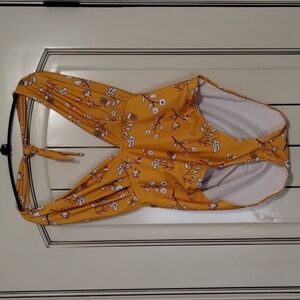 Zaful One Piece Swimsuit Size XXL Yellow Gold Floral